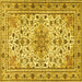 Square Machine Washable Persian Yellow Traditional Rug, wshtr1046yw