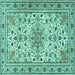 Square Machine Washable Persian Turquoise Traditional Area Rugs, wshtr1046turq