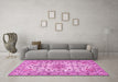 Machine Washable Persian Pink Traditional Rug in a Living Room, wshtr1046pnk