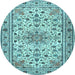 Round Machine Washable Persian Light Blue Traditional Rug, wshtr1046lblu