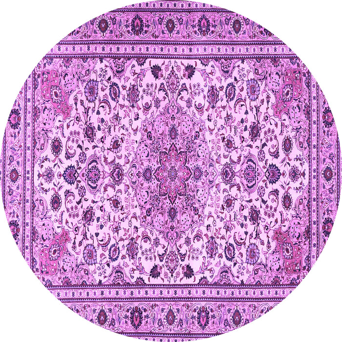 Round Machine Washable Persian Purple Traditional Area Rugs, wshtr1046pur