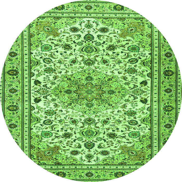 Square Persian Green Traditional Rug, tr1046grn