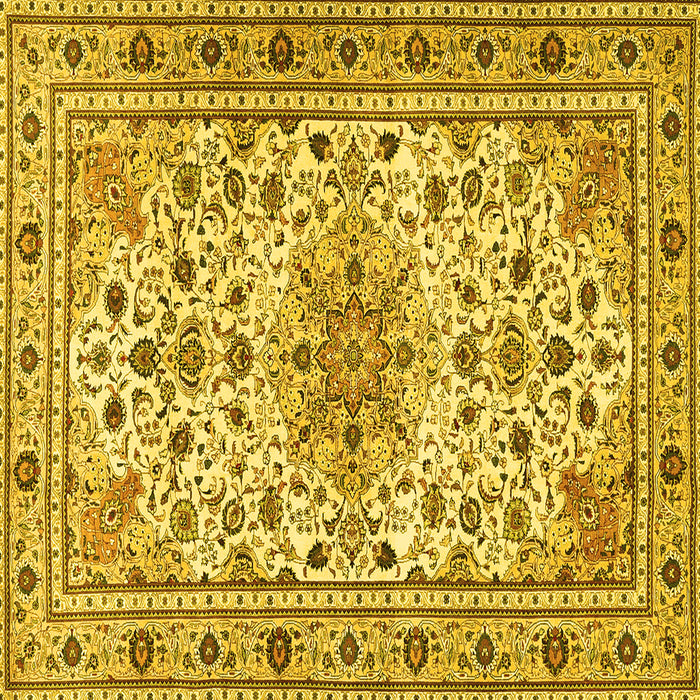 Square Persian Yellow Traditional Rug, tr1046yw