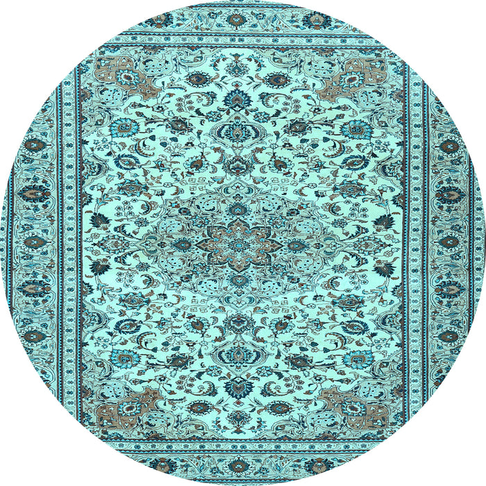 Round Persian Light Blue Traditional Rug, tr1046lblu