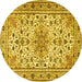 Round Persian Yellow Traditional Rug, tr1046yw