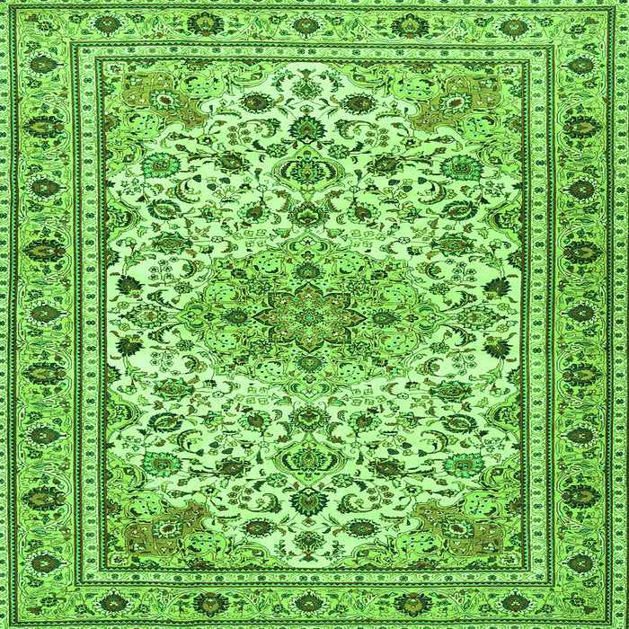Round Machine Washable Persian Green Traditional Area Rugs, wshtr1046grn