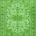 Round Machine Washable Persian Green Traditional Area Rugs, wshtr1046grn