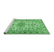 Sideview of Machine Washable Persian Emerald Green Traditional Area Rugs, wshtr1046emgrn