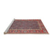 Sideview of Machine Washable Traditional Brown Red Rug, wshtr1047