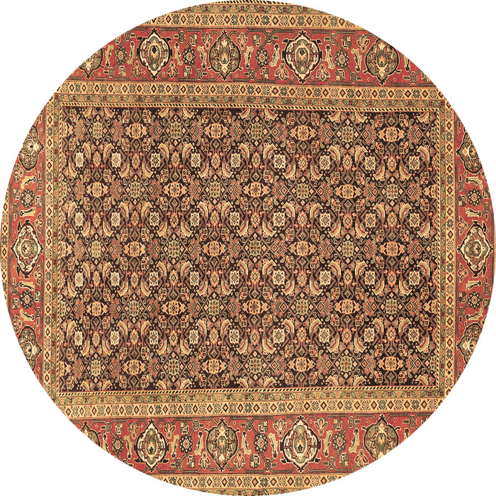 Round Persian Brown Traditional Rug, tr1047brn