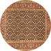 Round Persian Brown Traditional Rug, tr1047brn