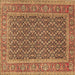 Square Persian Brown Traditional Rug, tr1047brn