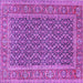 Square Machine Washable Persian Purple Traditional Area Rugs, wshtr1047pur