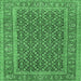 Square Persian Emerald Green Traditional Rug, tr1047emgrn