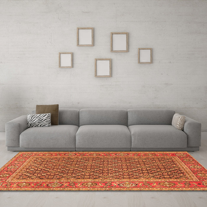 Machine Washable Persian Orange Traditional Area Rugs in a Living Room, wshtr1047org