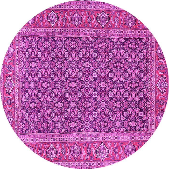 Round Machine Washable Persian Pink Traditional Rug, wshtr1047pnk