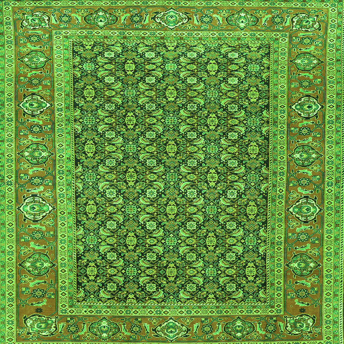 Round Machine Washable Persian Green Traditional Area Rugs, wshtr1047grn