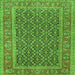 Round Machine Washable Persian Green Traditional Area Rugs, wshtr1047grn