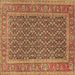 Square Machine Washable Persian Brown Traditional Rug, wshtr1047brn