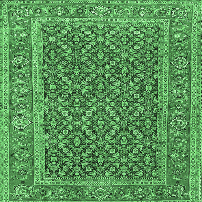 Square Machine Washable Persian Emerald Green Traditional Area Rugs, wshtr1047emgrn