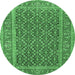 Round Persian Emerald Green Traditional Rug, tr1047emgrn