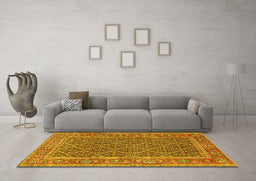 Machine Washable Persian Yellow Traditional Rug in a Living Room, wshtr1047yw