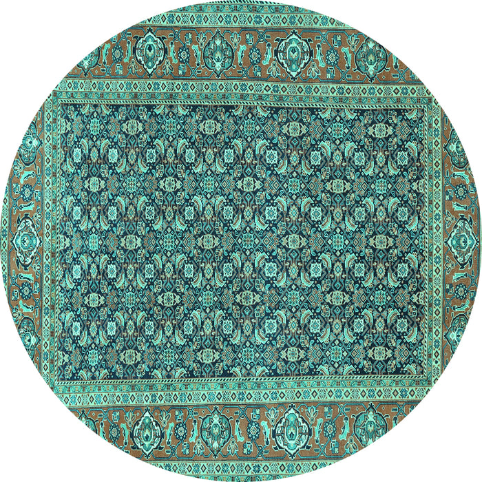 Round Persian Turquoise Traditional Rug, tr1047turq