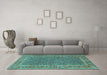 Machine Washable Persian Turquoise Traditional Area Rugs in a Living Room,, wshtr1047turq