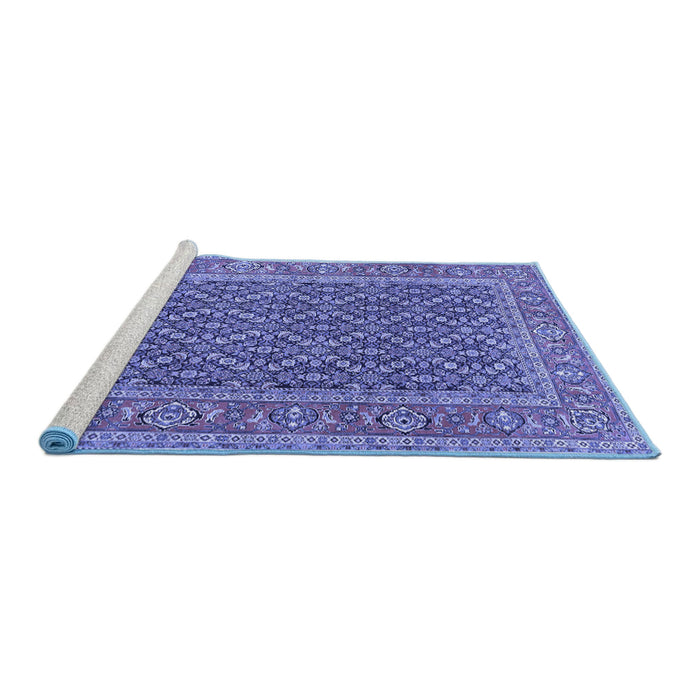 Sideview of Machine Washable Persian Blue Traditional Rug, wshtr1047blu