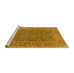 Sideview of Machine Washable Persian Yellow Traditional Rug, wshtr1047yw