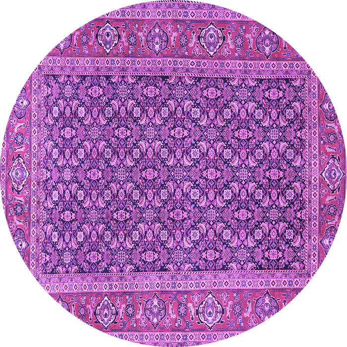 Round Machine Washable Persian Purple Traditional Area Rugs, wshtr1047pur