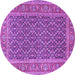 Round Machine Washable Persian Purple Traditional Area Rugs, wshtr1047pur