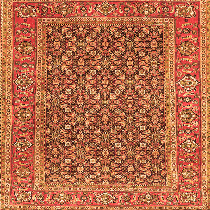 Round Machine Washable Persian Orange Traditional Area Rugs, wshtr1047org