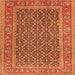 Round Machine Washable Persian Orange Traditional Area Rugs, wshtr1047org