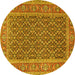 Round Machine Washable Persian Yellow Traditional Rug, wshtr1047yw