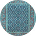 Round Machine Washable Persian Light Blue Traditional Rug, wshtr1047lblu