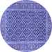 Round Machine Washable Persian Blue Traditional Rug, wshtr1047blu