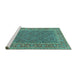 Sideview of Machine Washable Persian Turquoise Traditional Area Rugs, wshtr1047turq