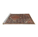 Sideview of Machine Washable Traditional Light Copper Gold Rug, wshtr1048