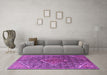 Machine Washable Persian Purple Traditional Area Rugs in a Living Room, wshtr1048pur