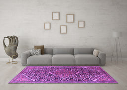 Machine Washable Persian Purple Traditional Area Rugs in a Living Room, wshtr1048pur