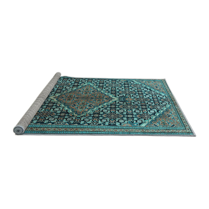 Sideview of Machine Washable Persian Light Blue Traditional Rug, wshtr1048lblu
