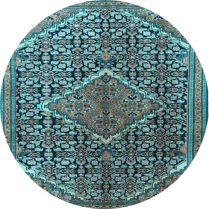 Round Persian Light Blue Traditional Rug, tr1048lblu