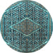 Round Persian Light Blue Traditional Rug, tr1048lblu