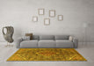 Machine Washable Persian Yellow Traditional Rug in a Living Room, wshtr1048yw