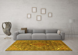 Machine Washable Persian Yellow Traditional Rug in a Living Room, wshtr1048yw