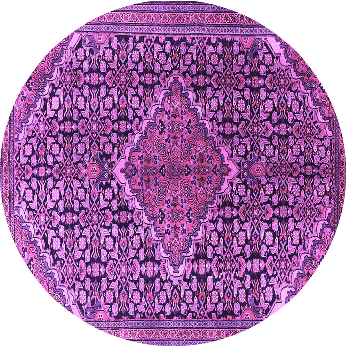Round Machine Washable Persian Purple Traditional Area Rugs, wshtr1048pur