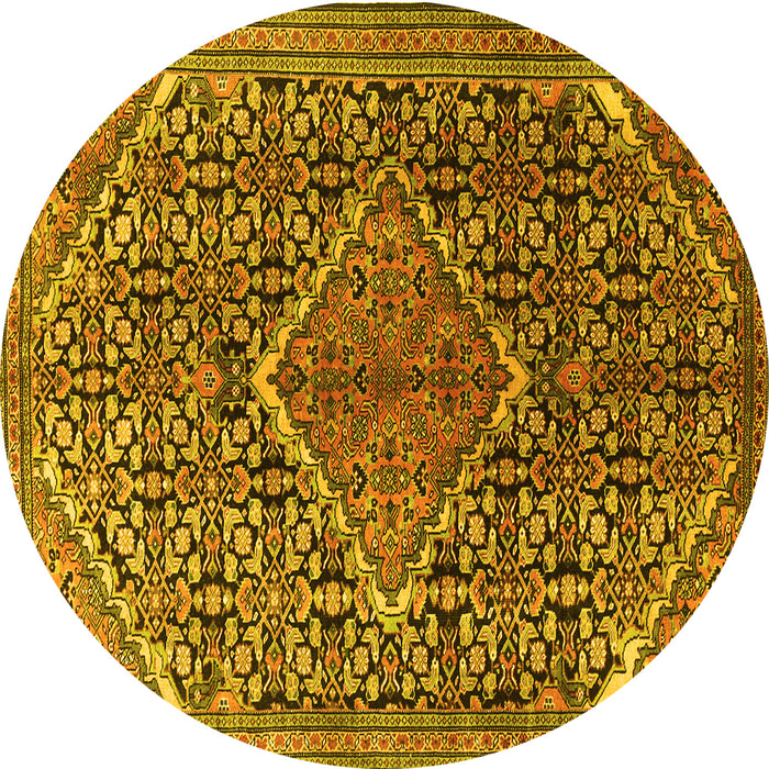 Round Persian Yellow Traditional Rug, tr1048yw