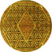 Round Persian Yellow Traditional Rug, tr1048yw