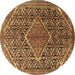 Round Persian Brown Traditional Rug, tr1048brn